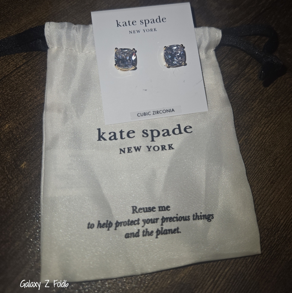 Kate Spade Gold and Clear Stud Earrings